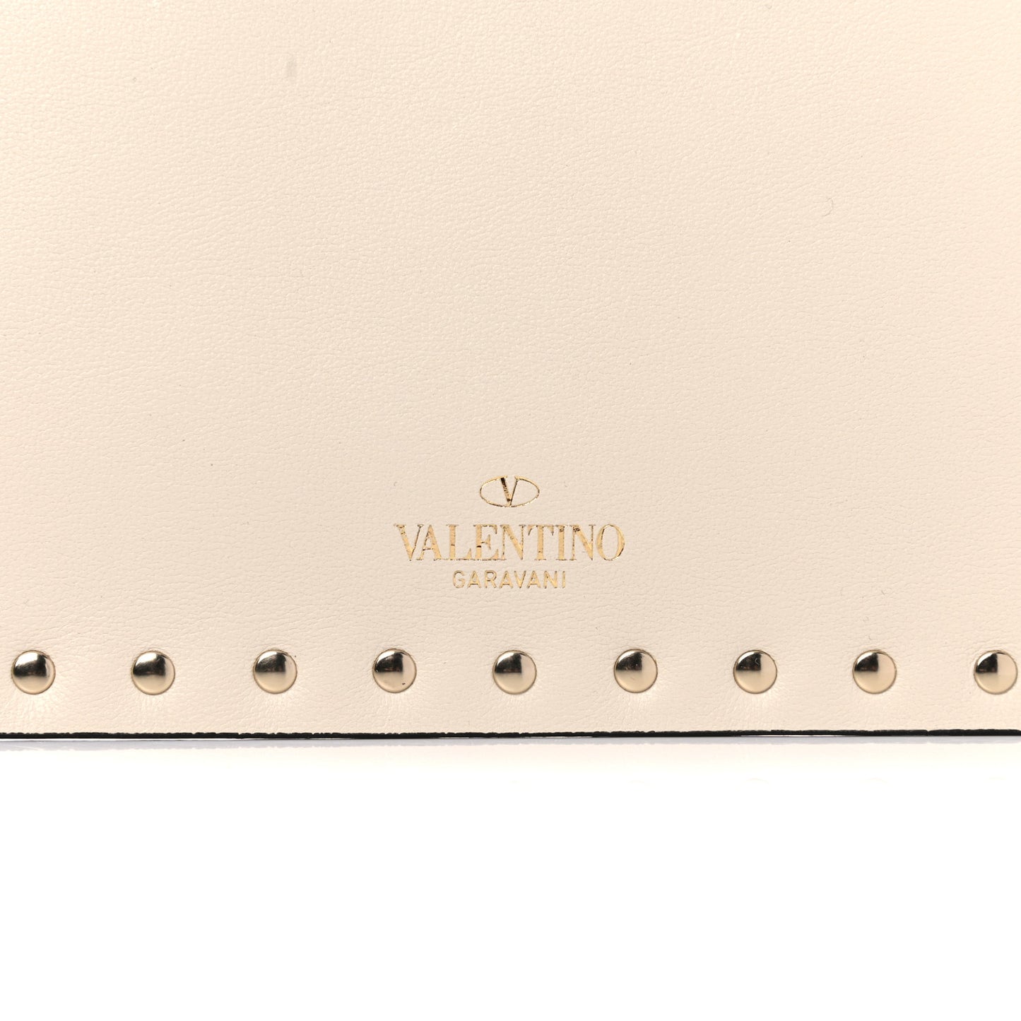 Vitello Large Rockstud Zip Pouch Light Ivory