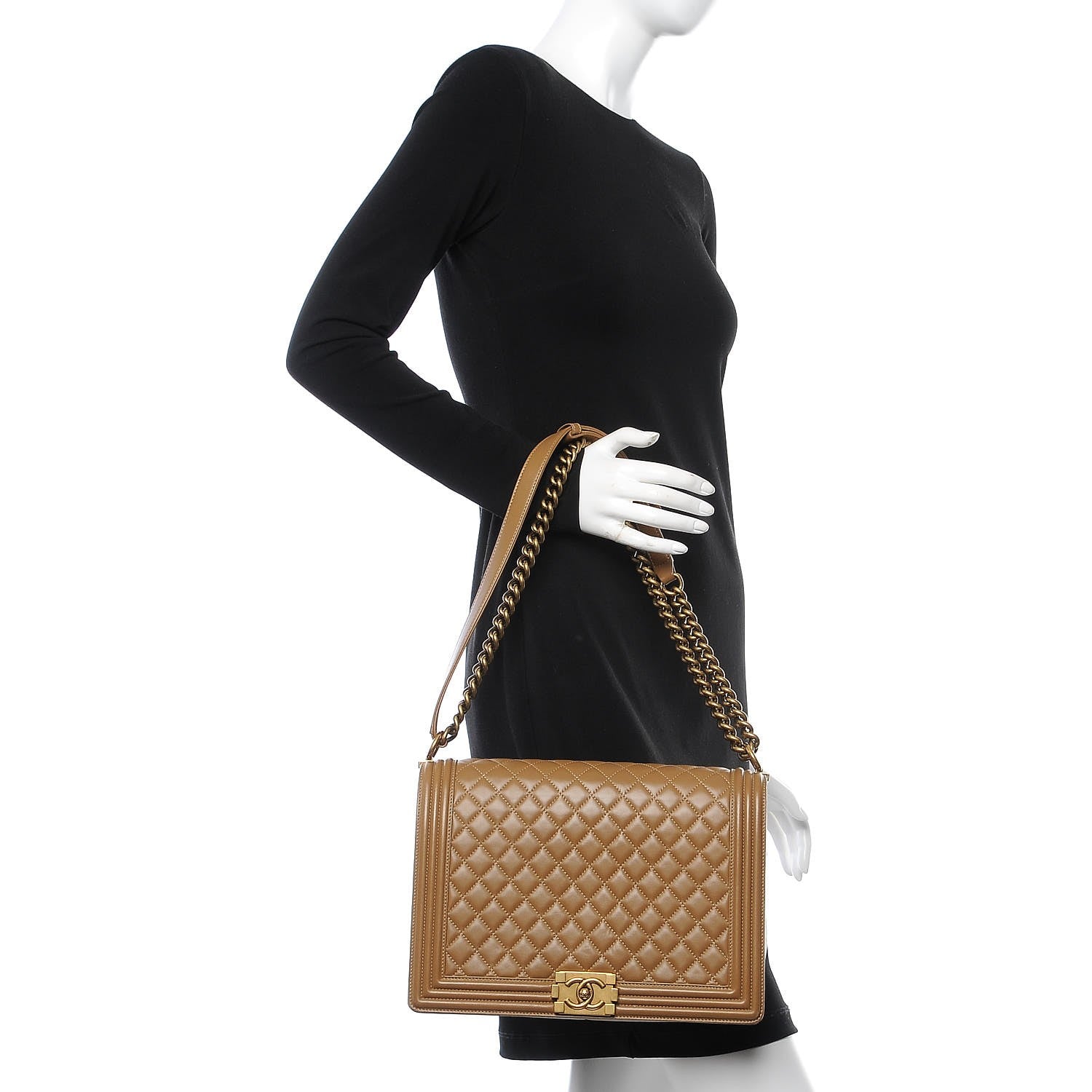 Chanel Lambskin Quilted Large Boy Flap Dark Beige 3 of 8
