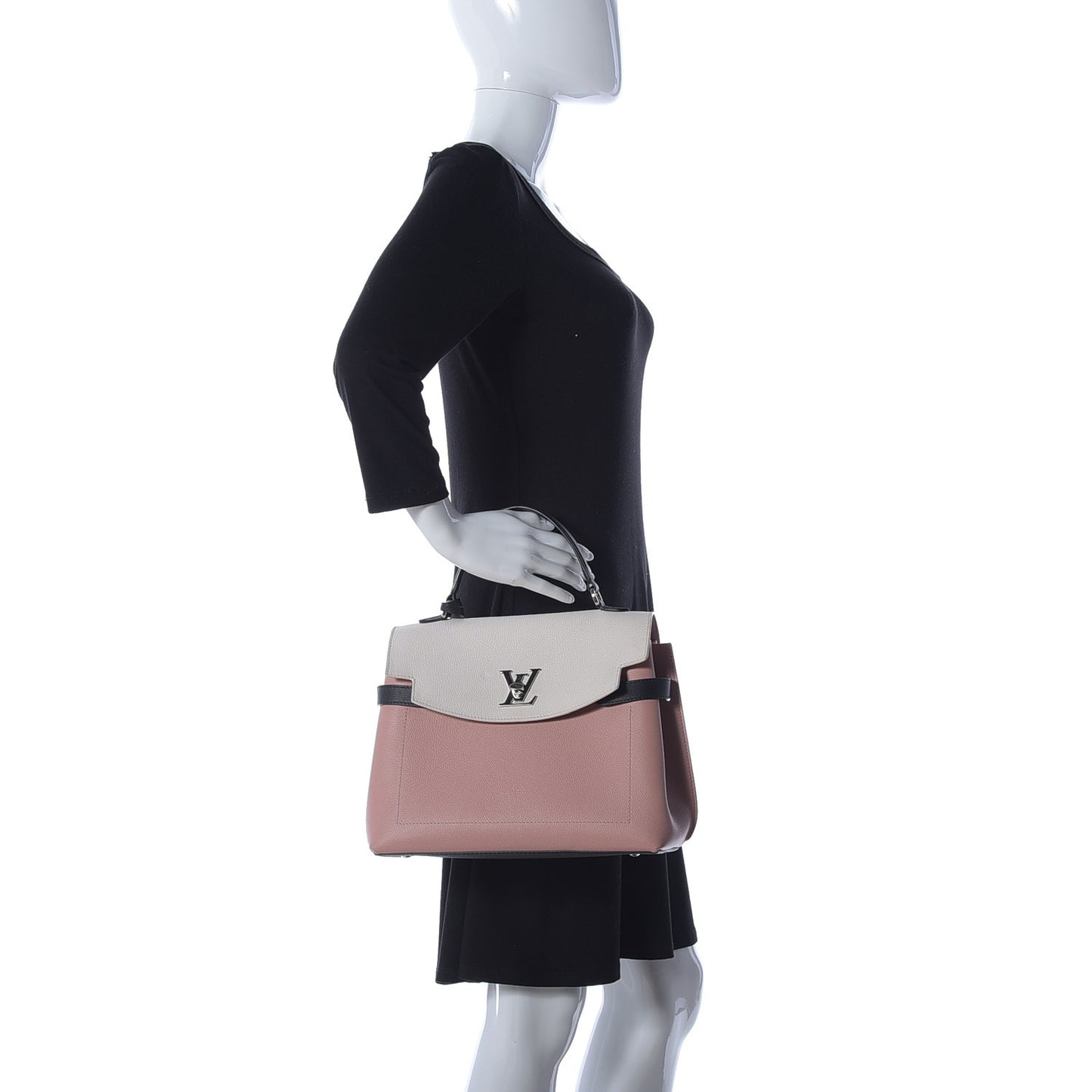 Soft Calfskin Lockme Ever Rose Ballet White Maito Black