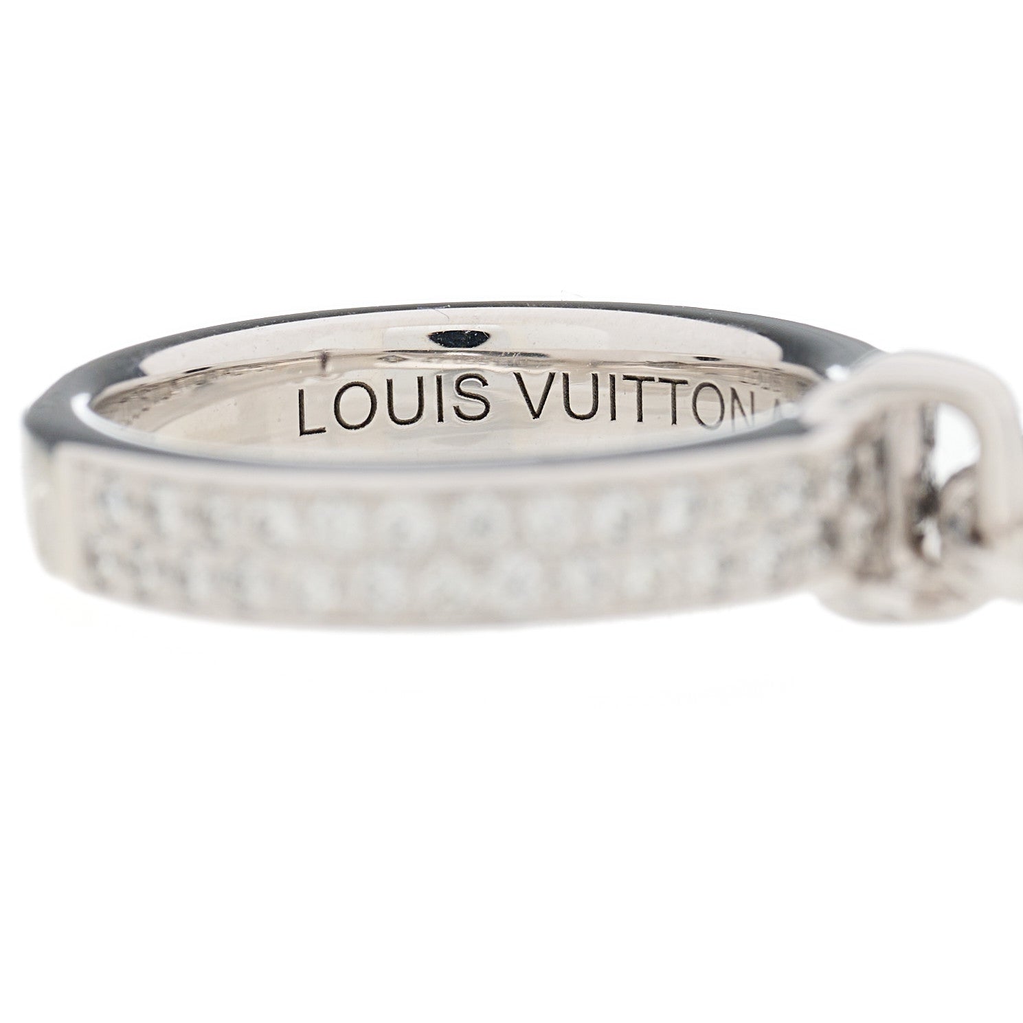 Louis Vuitton 18K White Gold Diamond Lockit Ring 47 4.25 6 of 7