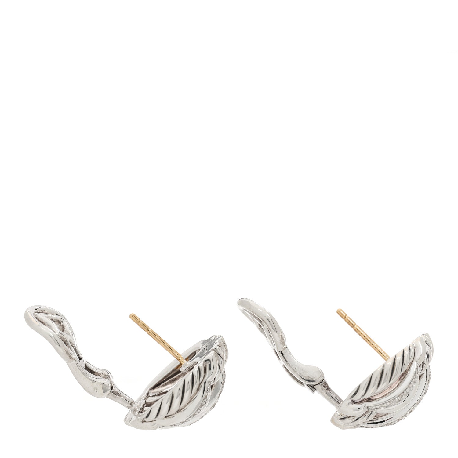 David Yurman Sterling Silver Diamond Tides Stud Earrings 3 of 4
