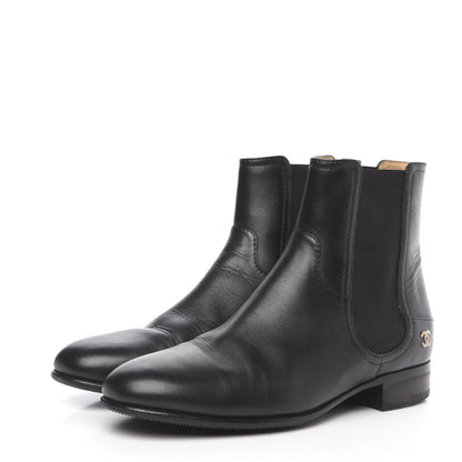 Chanel Calfskin Elastic Short Boots 39.5 Black 3 of 11