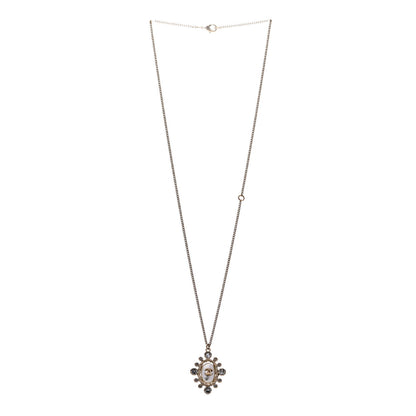 Chanel Pearl Crystal CC Pendant Necklace Gold White 3 of 5
