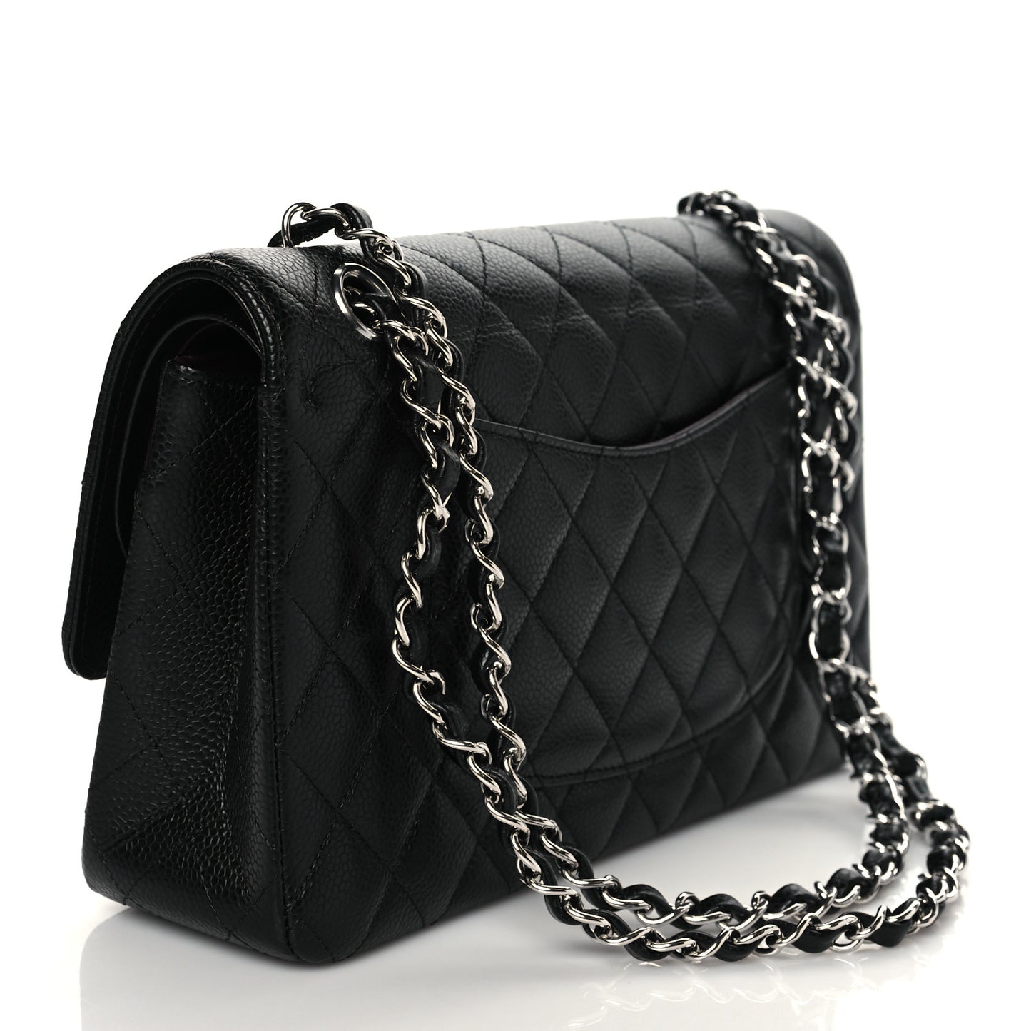 Caviar Quilted Medium Double Flap Black