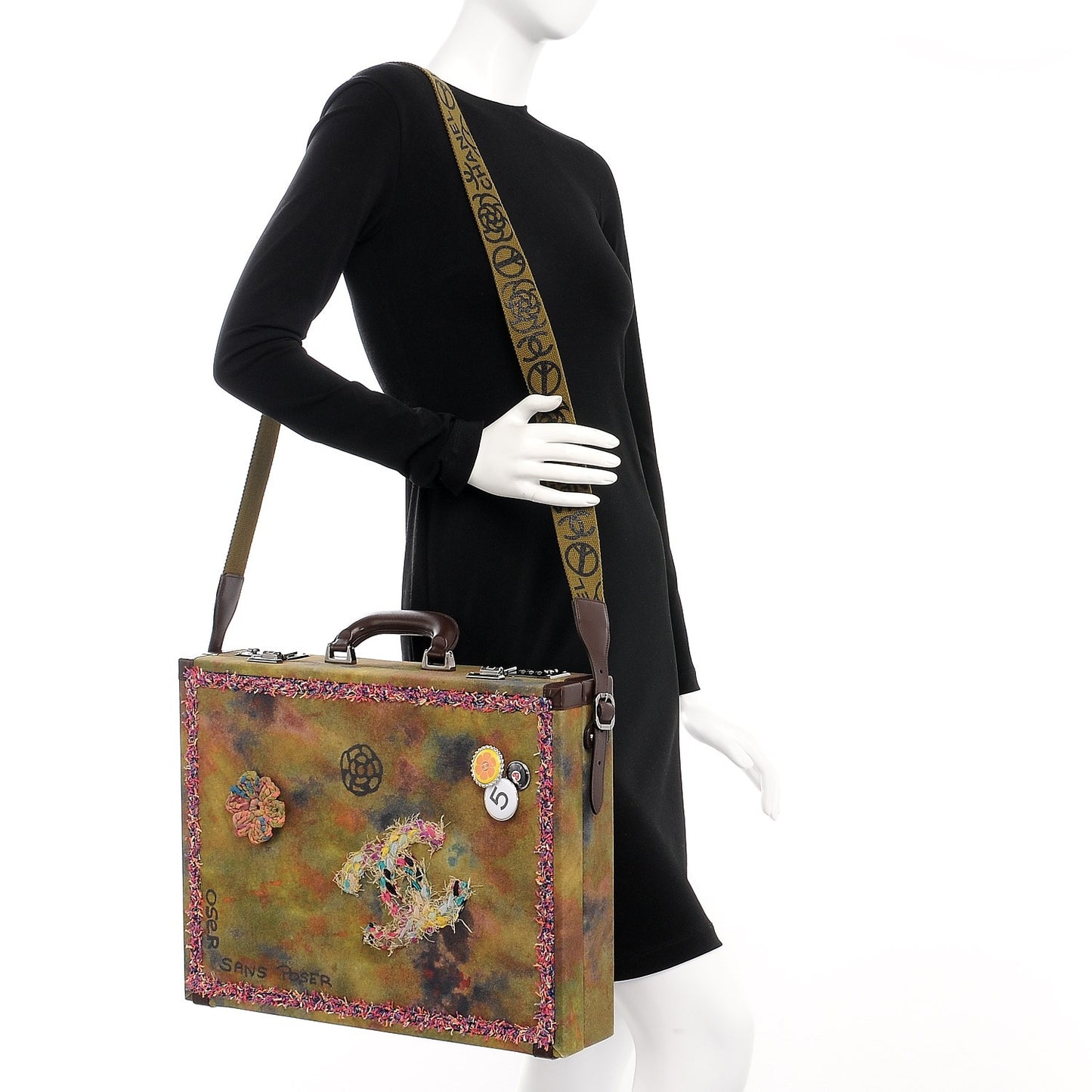 Washed Toile Graffiti On The Pavements Briefcase Khaki Multicolor