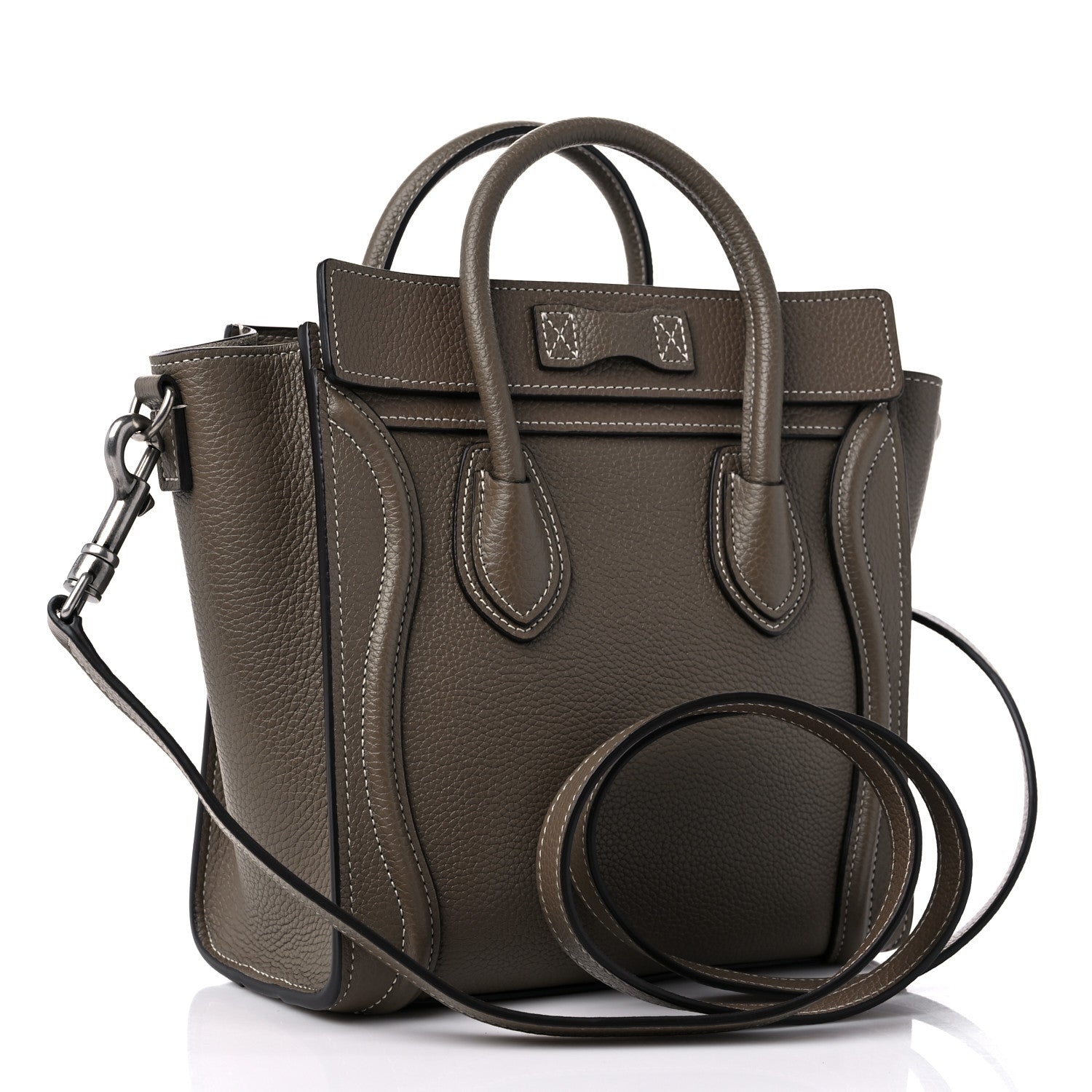 Celine Drummed Calfskin Nano Luggage Souris 3 of 9