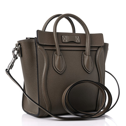 Celine Drummed Calfskin Nano Luggage Souris 3 of 9