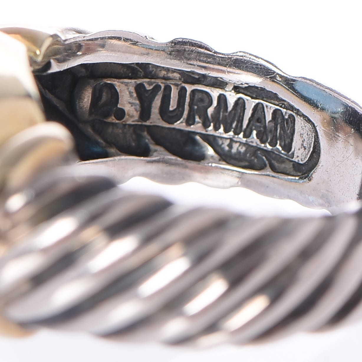 David Yurman Sterling Silver 14K Yellow Gold Blue Topaz 14mm Noblesse Ring 54 6.75 5 of 6