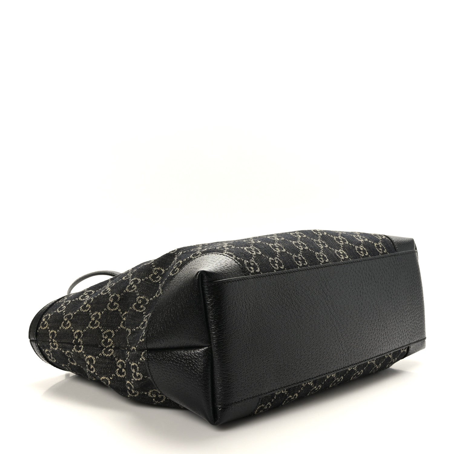 Gucci Jacquard Black Denim GG Monogram Medium Ophidia Shopping Tote Black Ivory 3 of 8