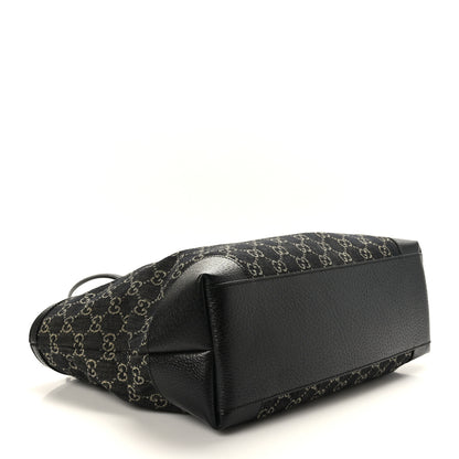 Gucci Jacquard Black Denim GG Monogram Medium Ophidia Shopping Tote Black Ivory 3 of 8