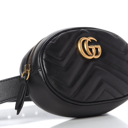 Gucci Calfskin Matelasse GG Marmont Belt Bag 75 30 Black 6 of 10