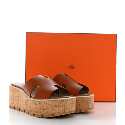 Hermes Calfskin Cork Eze 30 Sandals 36 Marron Glaise 9 of 9