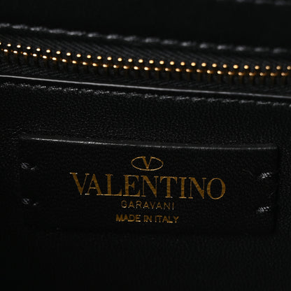 Valentino Garavani Nappa Large Roman Stud Shoulder Bag Black White 5 of 8