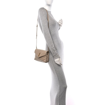 Saint Laurent Calfskin Y Quilted Monogram Toy Loulou Crossbody Bag Dark Beige 2 of 11