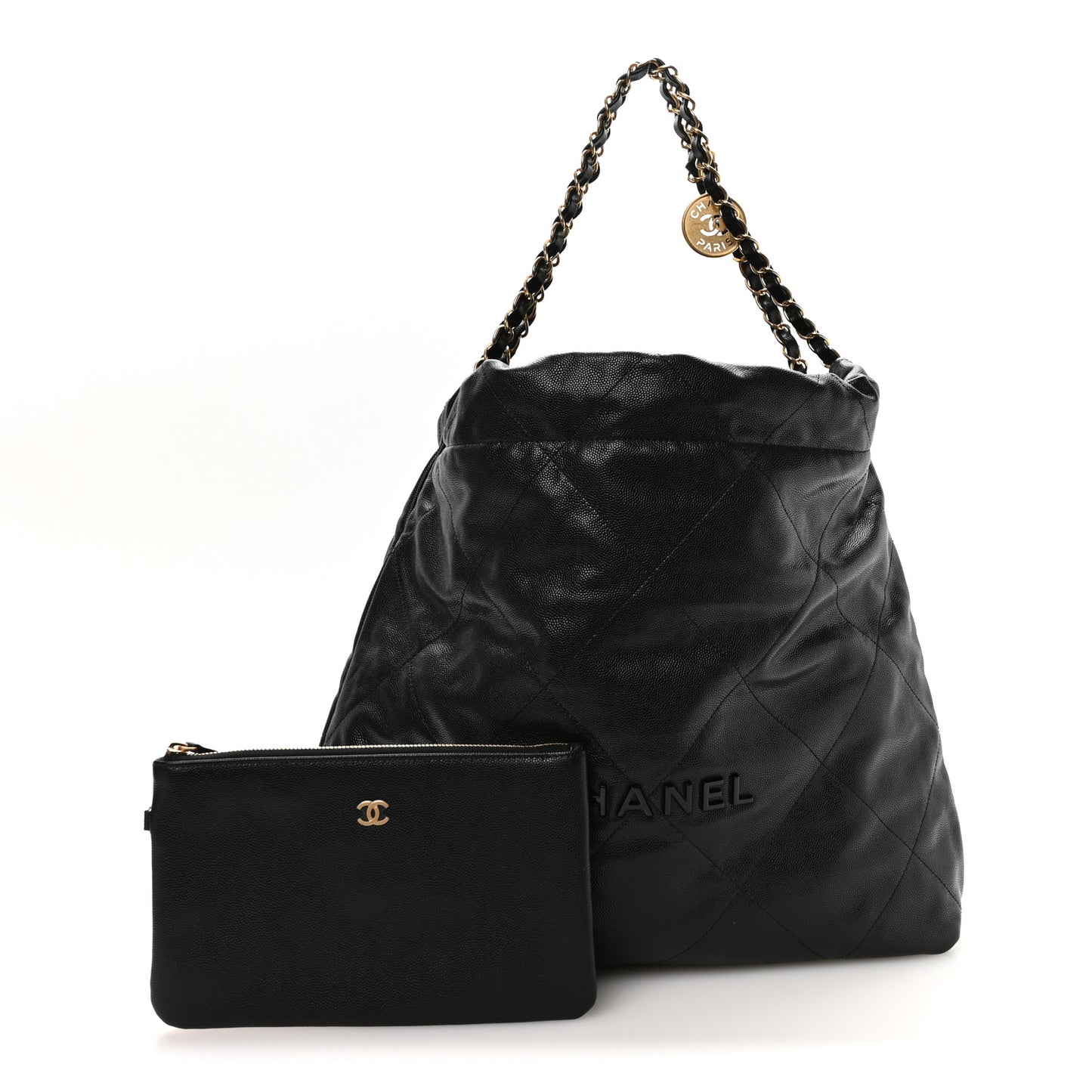 Shiny Caviar Quilted Monochrome Chanel 22 Black