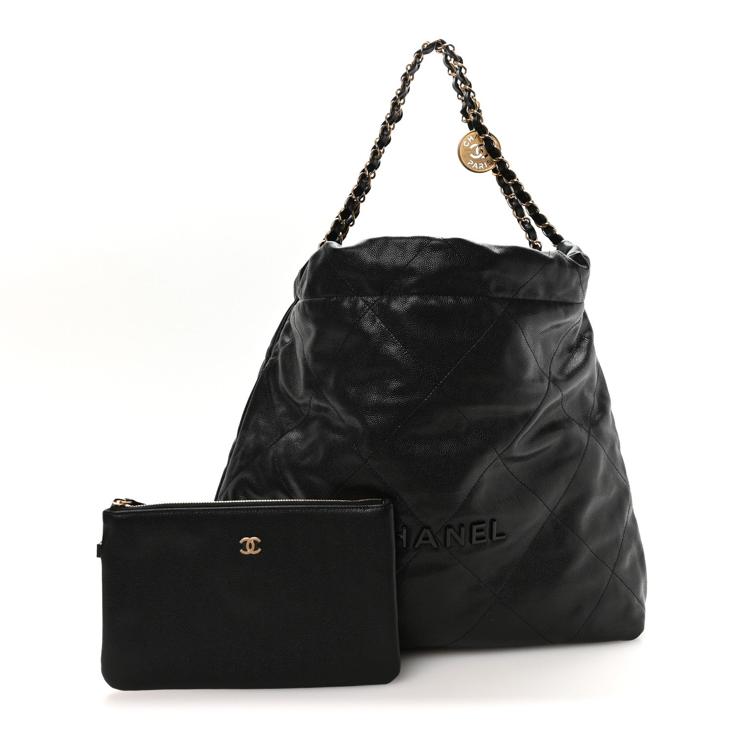 Chanel Shiny Caviar Quilted Monochrome Chanel 22 Black 3 of 11