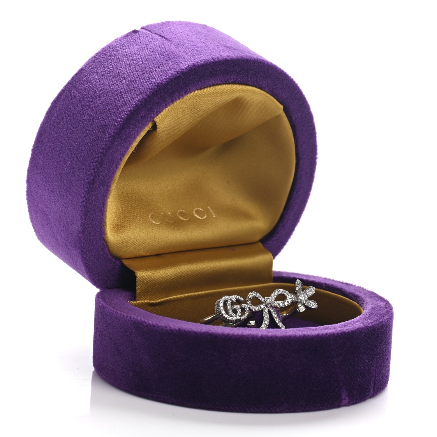 Gucci 18K White Gold Diamond Flora Bow Flower Ring 49 5 6 of 6