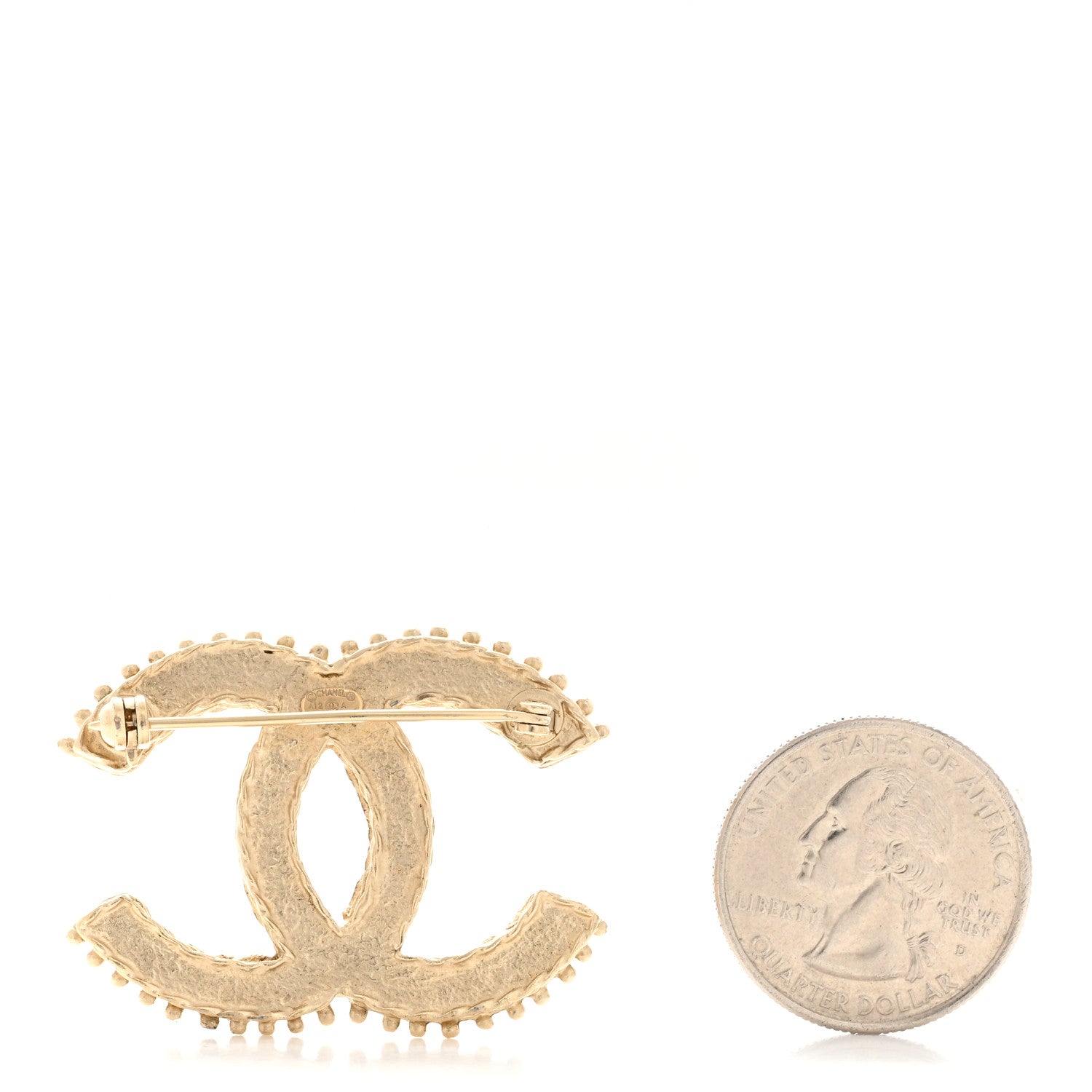 Chanel Crystal CC Brooch Pin Gold 2 of 3