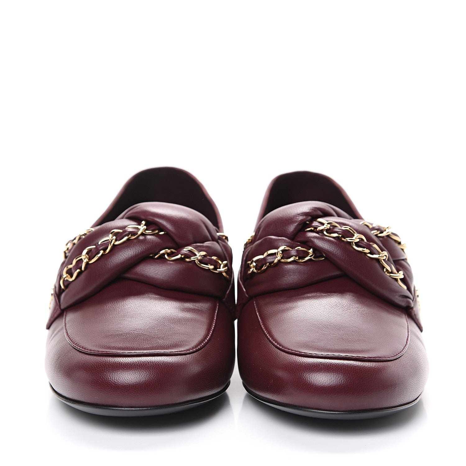 Chanel Lambskin CC Braided Chain Loafers 38 Bordeaux 2 of 9