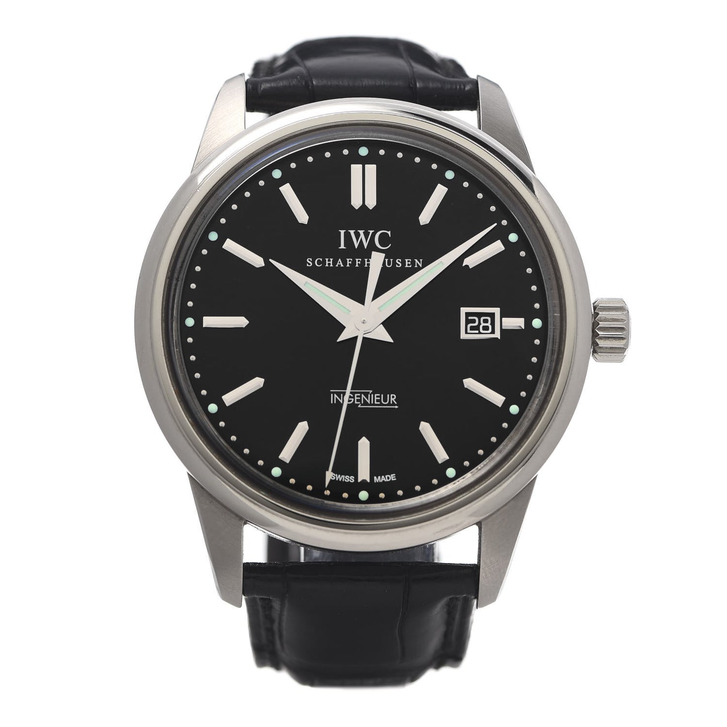 Stainless Steel Alligator 42.5mm Ingenieur 1955 Automatic Watch Black IW323301
