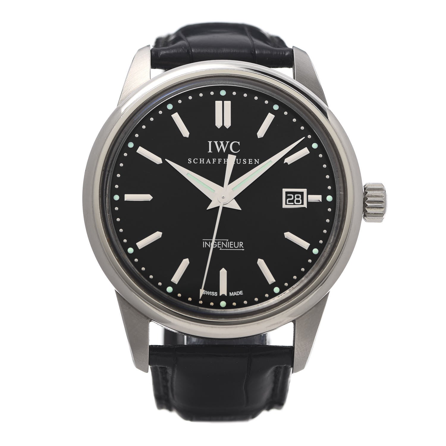 IWC Stainless Steel Alligator 42.5mm Ingenieur 1955 Automatic Watch Black IW323301 1 of 7