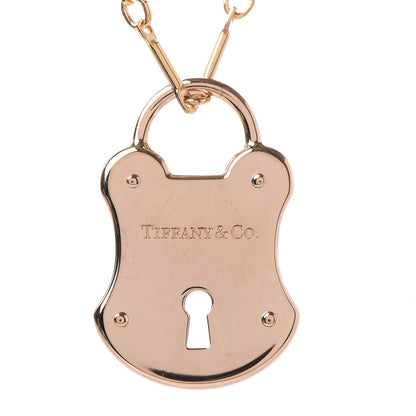 Tiffany 18K Rose Gold Emblem Lock Pendant Necklace 6 of 7