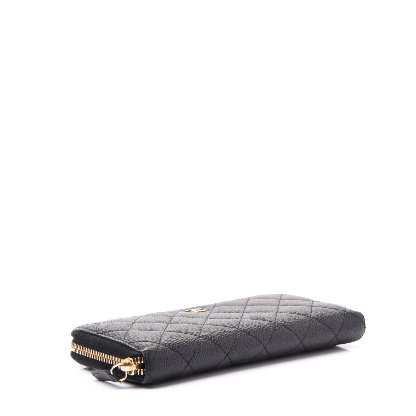 Caviar Quilted Large Gusset Zip Around Wallet Black