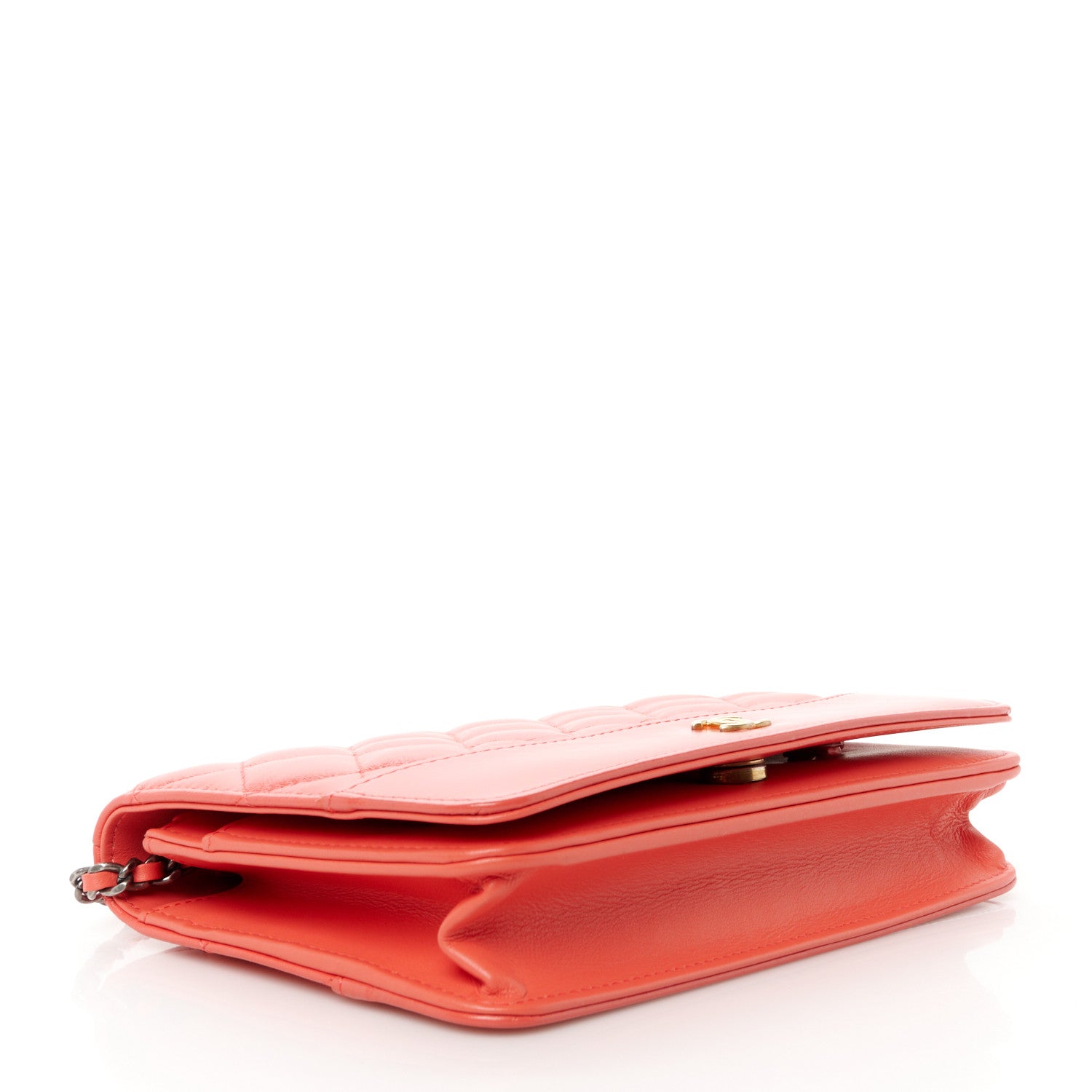 Chanel Aged Calfskin Quilted Gabrielle Wallet On Chain WOC  Orange 4 of 12