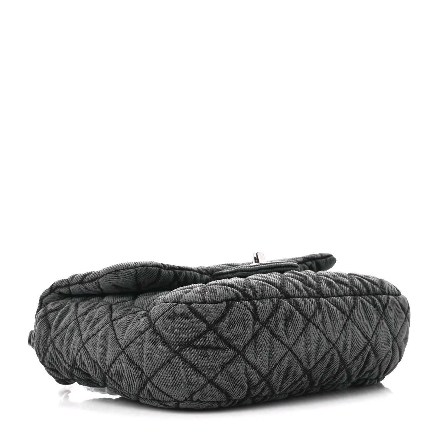 Washed Denim Quilted Small Denimpression Flap Grey Black