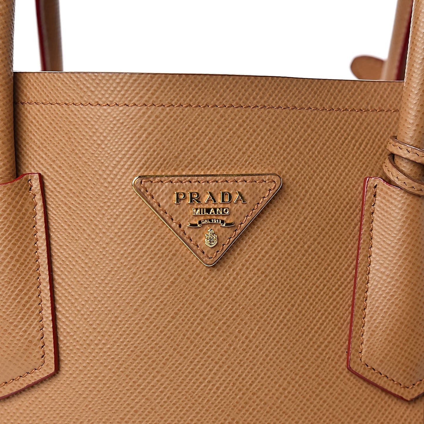 Saffiano Cuir Medium Double Bag Caramel