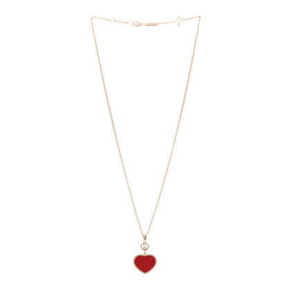 Chopard 18K Rose Gold Diamond Happy Hearts Pendant Necklace Red 3 of 5