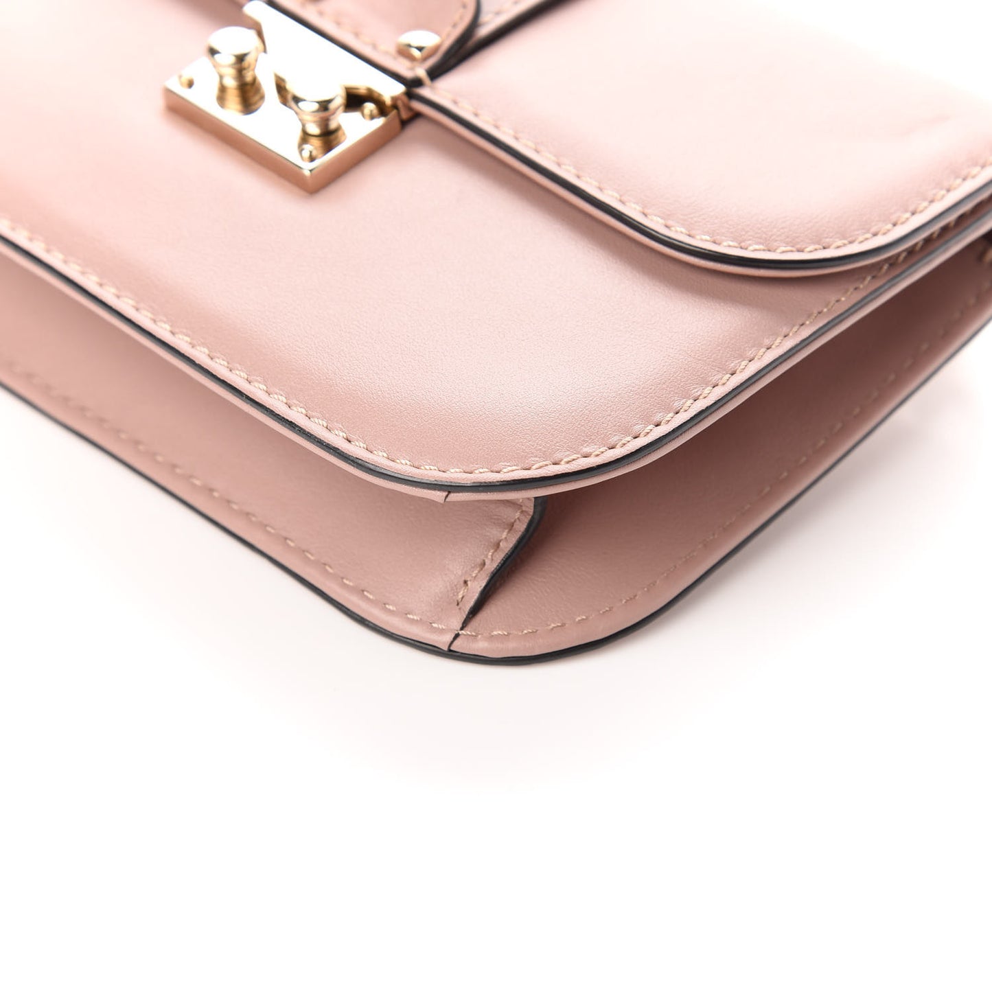 Vitello Small Glam Lock Rockstud Flap Poudre