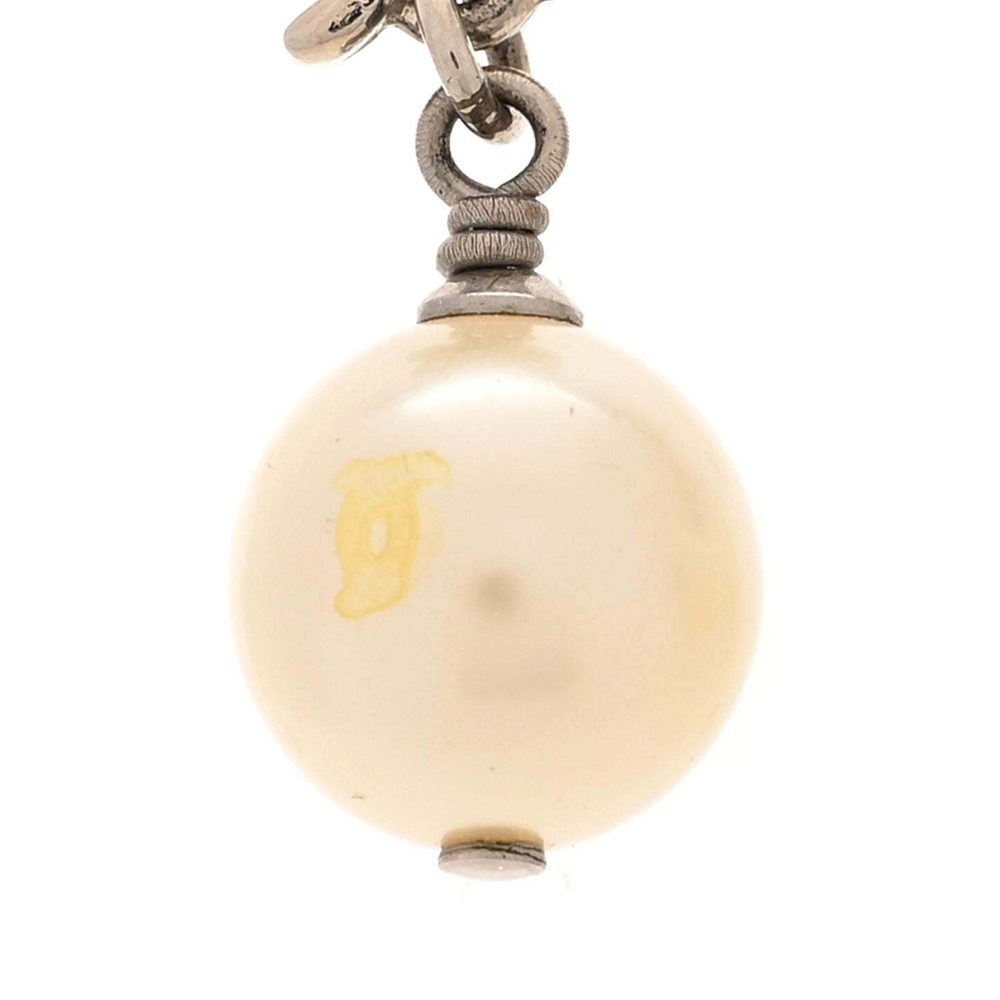 Crystal Pearl CC Clover Drop Earrings Silver