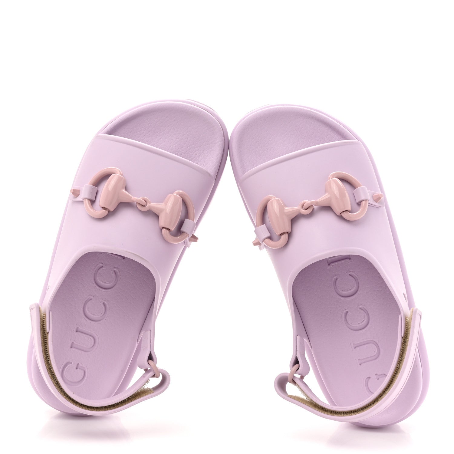 Gucci Soft Rubber Horsebit Touch Womens Strapped Sandals 36 Talc Pink 2 of 10