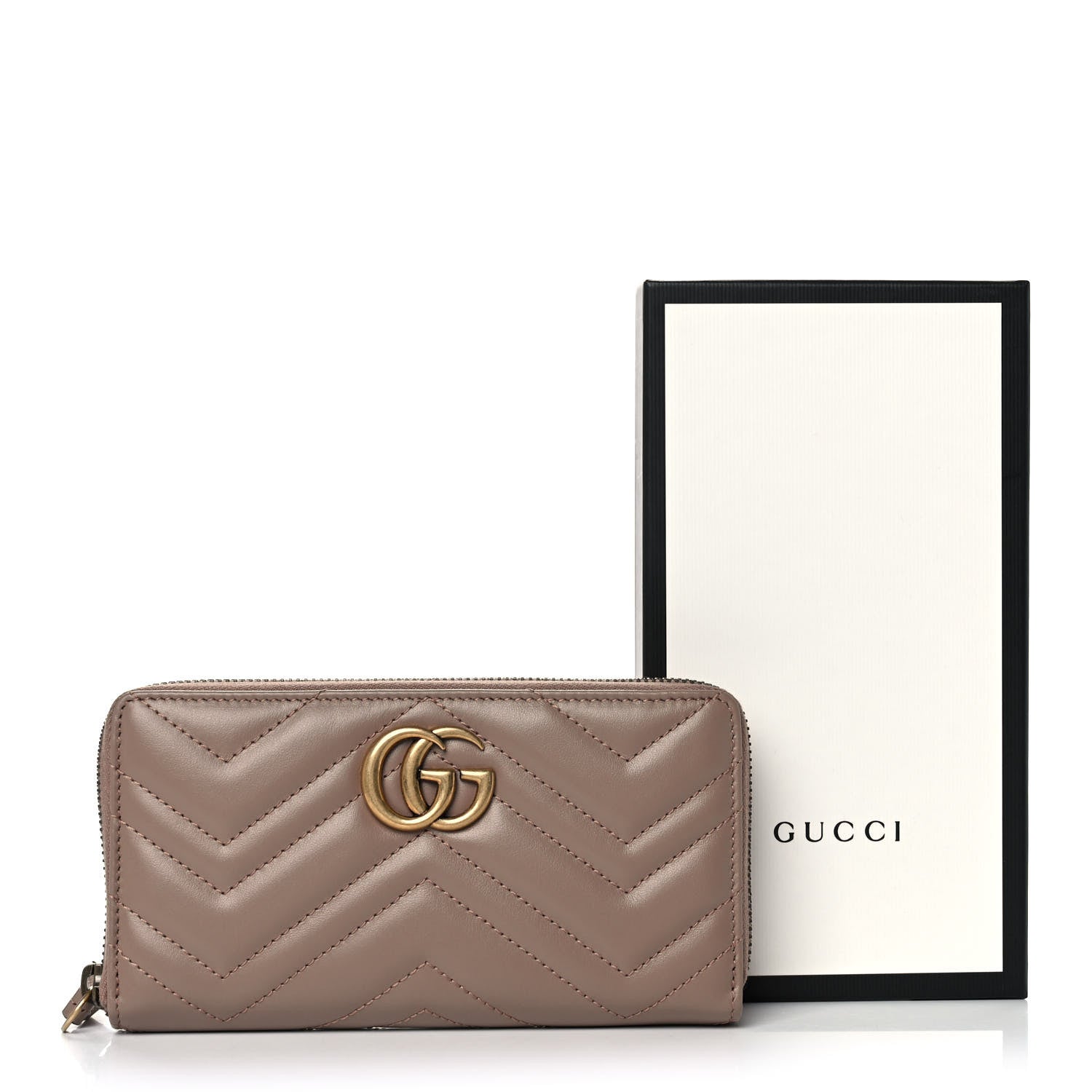 Gucci Calfskin Matelasse GG Marmont Zip Around Wallet Porcelain Rose 9 of 9
