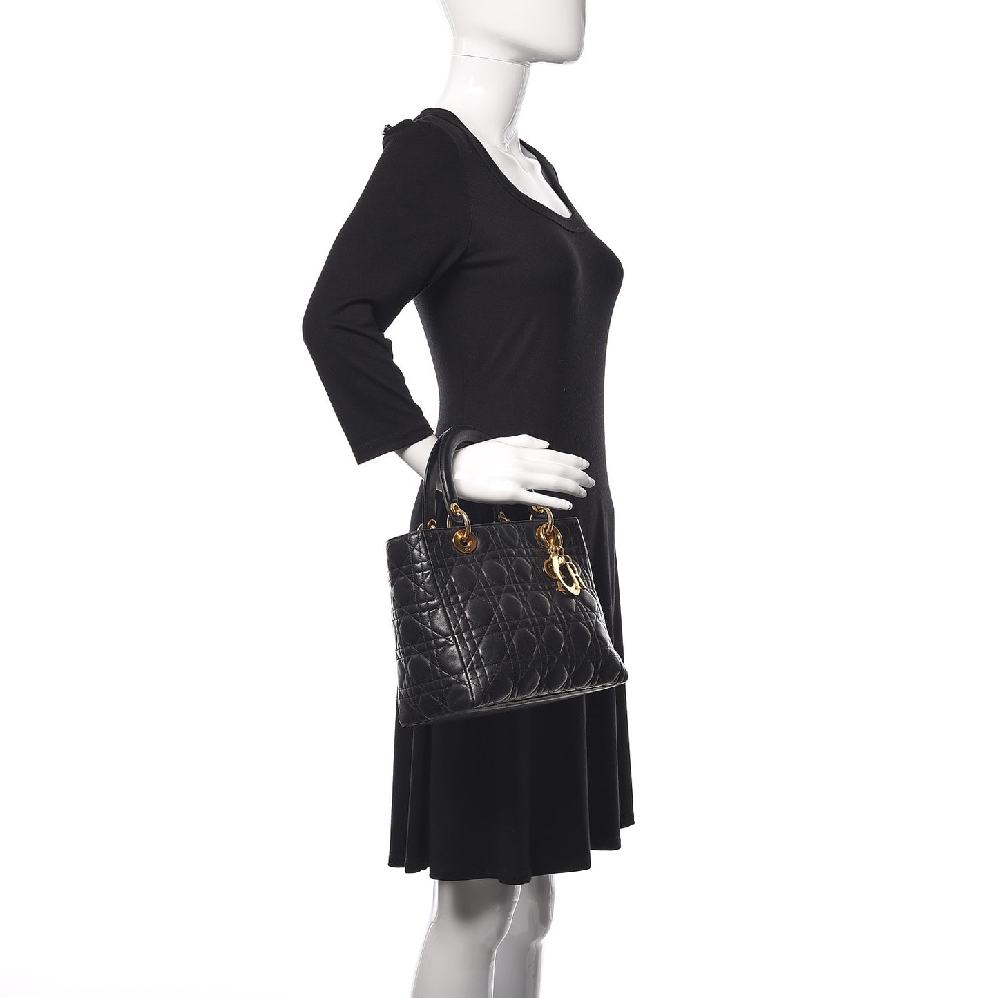 Lambskin Cannage Medium Lady Dior Black
