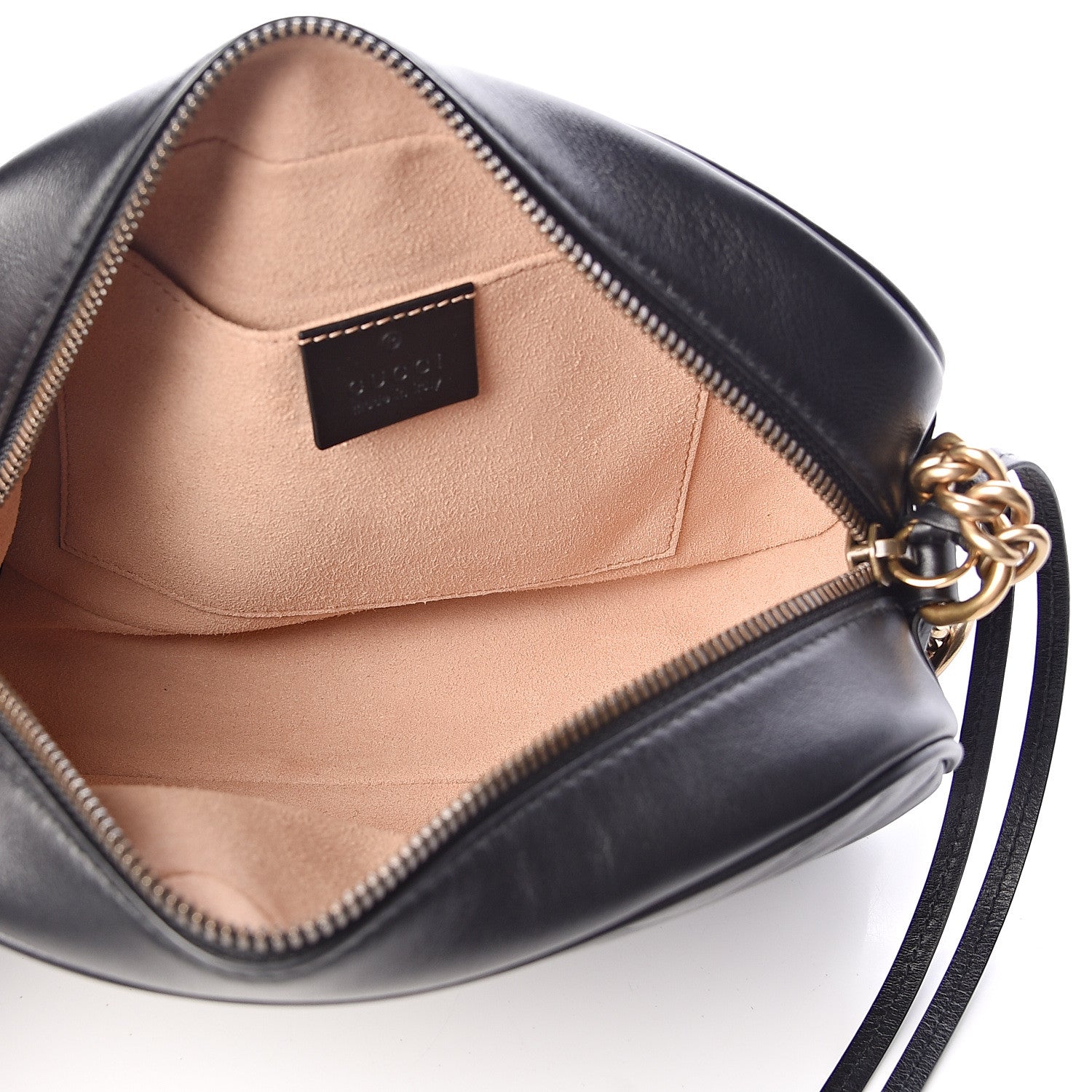 Gucci Calfskin Matelasse Small GG Marmont Chain Shoulder Bag Black 5 of 11