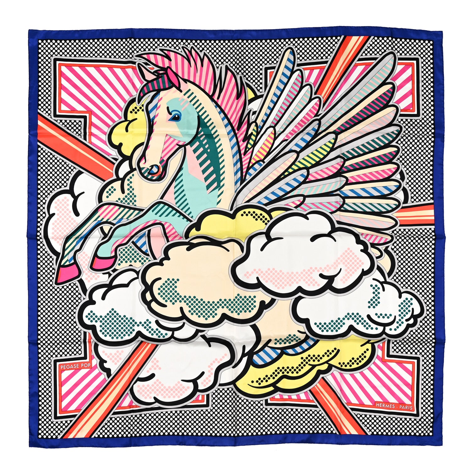 Hermes Silk Pegase Pop Scarf 140 Indigo Rose Multicolor 1 of 7