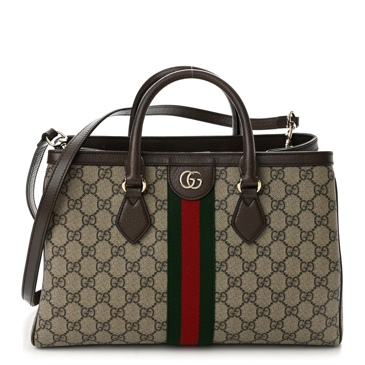 Gucci GG Supreme Monogram Web Medium Ophidia Tote Bag Brown 1 of 13