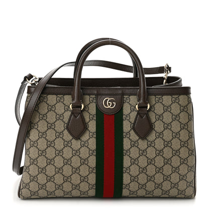 Gucci GG Supreme Monogram Web Medium Ophidia Tote Bag Brown 1 of 13