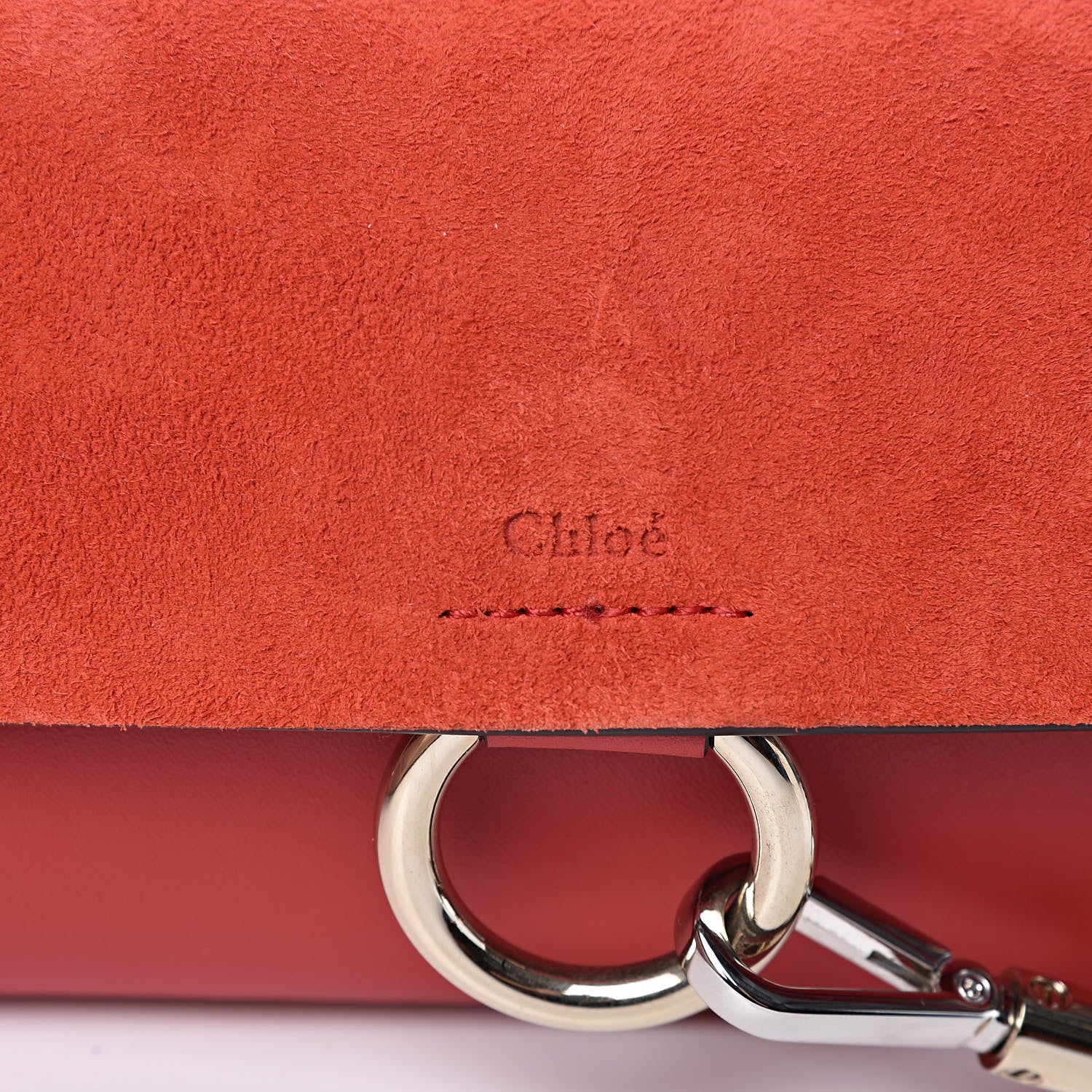 Chloe Suede Calfskin Mini Faye Shoulder Bag Plaid Red 10 of 10