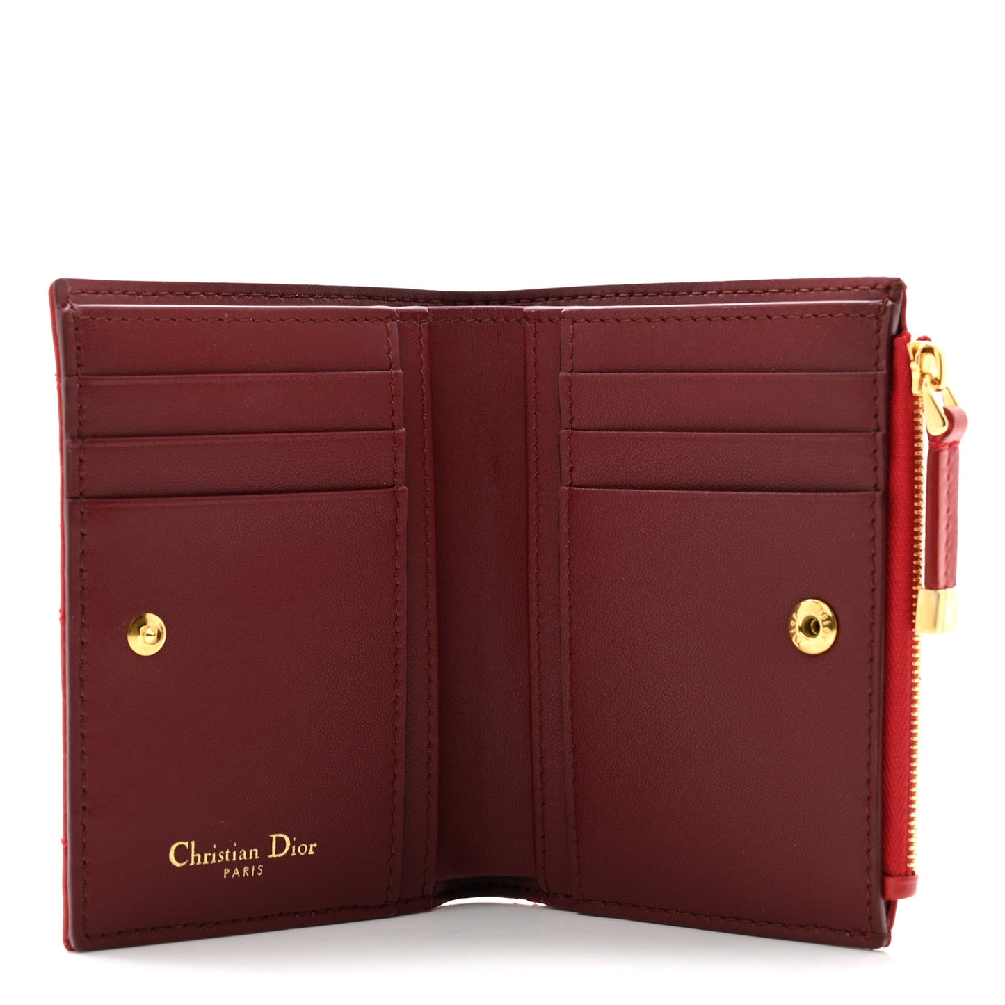 Grained Calfskin Supple Cannage Caro Dahlia Wallet Red