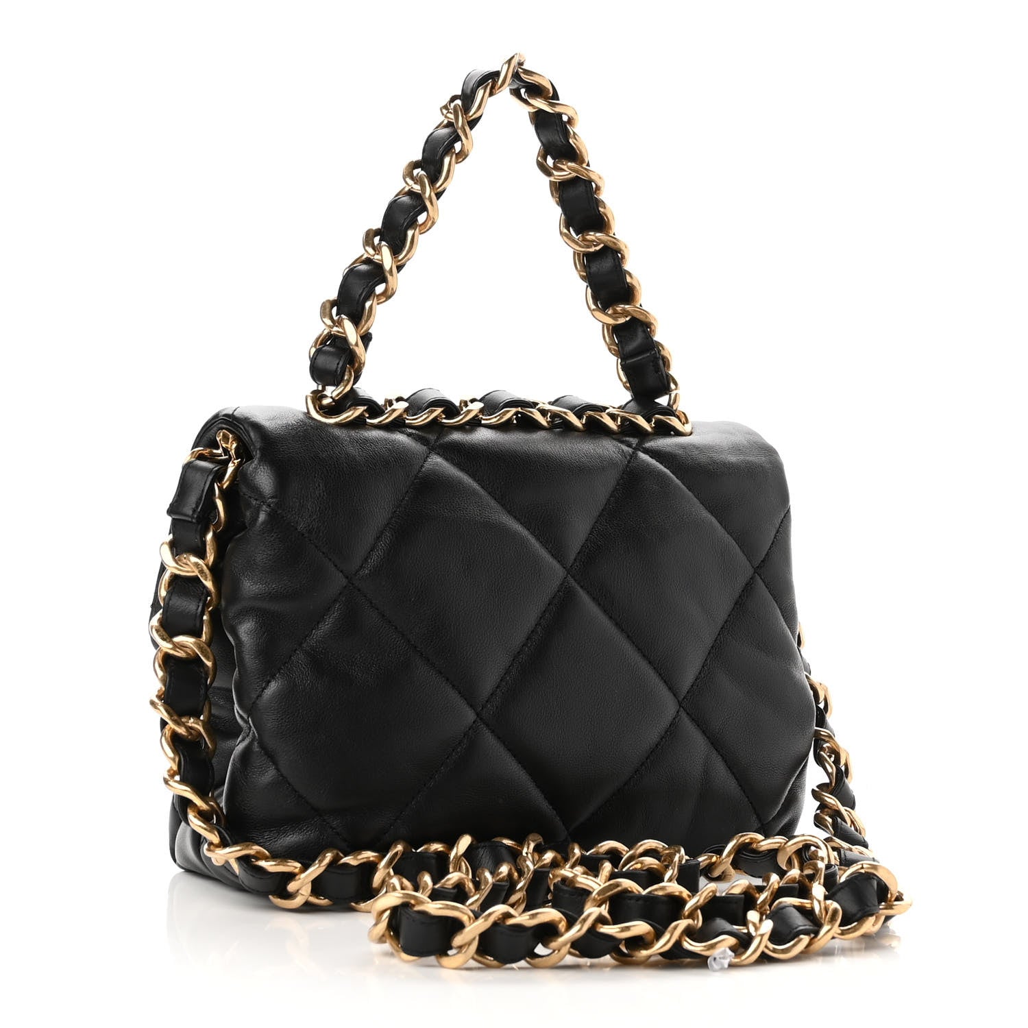 Chanel Lambskin Quilted Small Chain Top Handle Flap Black 3 of 10