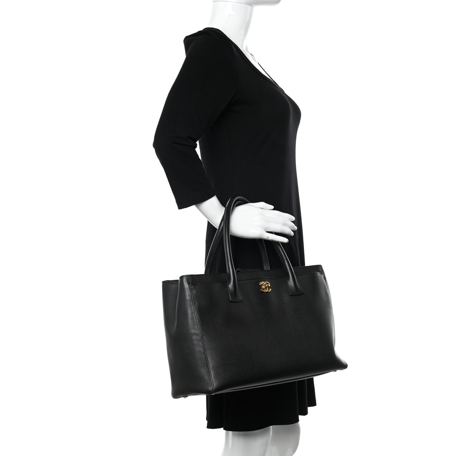 Chanel Calfskin Cerf Executive Shopper Tote Black 2 of 10