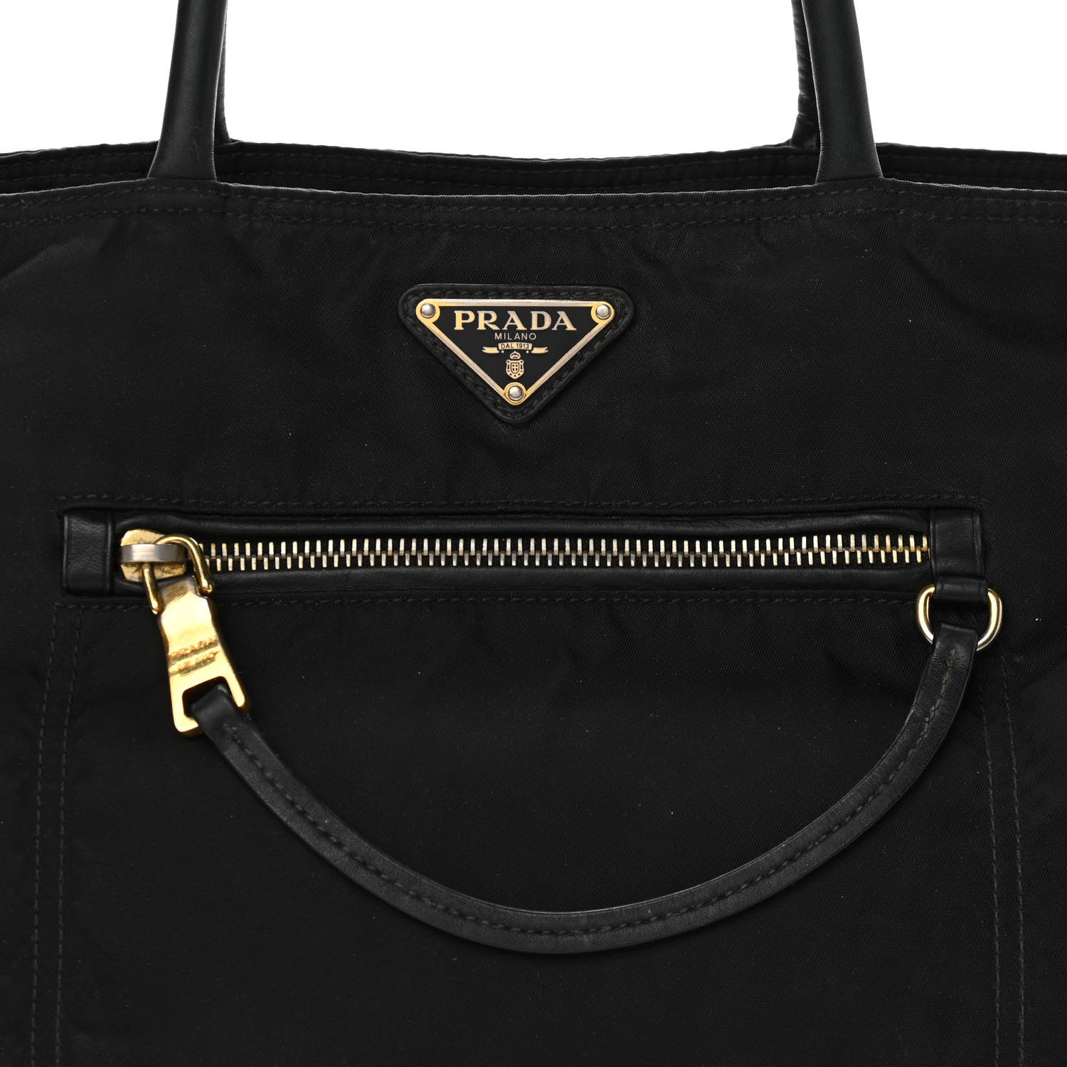 Prada Nylon Calfskin Tote Black 7 of 9