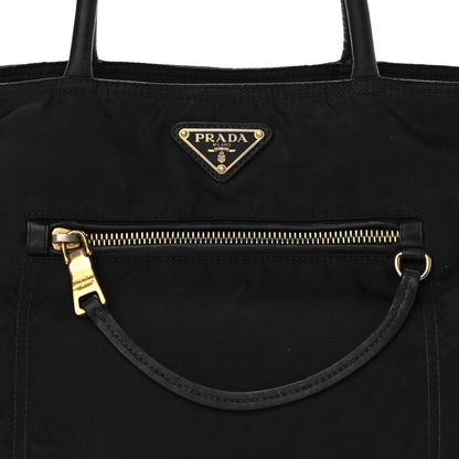 Prada Nylon Calfskin Tote Black 7 of 9