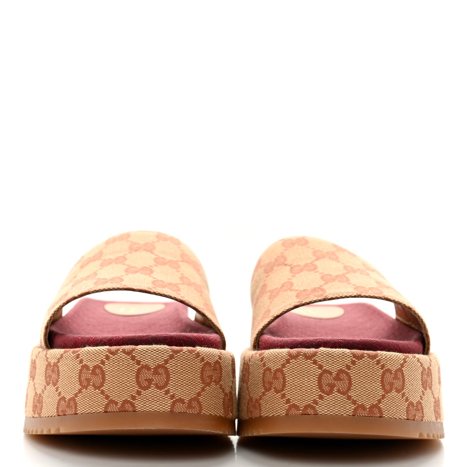 Gucci Canvas GG Monogram Angelina Platform Slide Sandals 39.5 Beige Ruggine 2 of 11