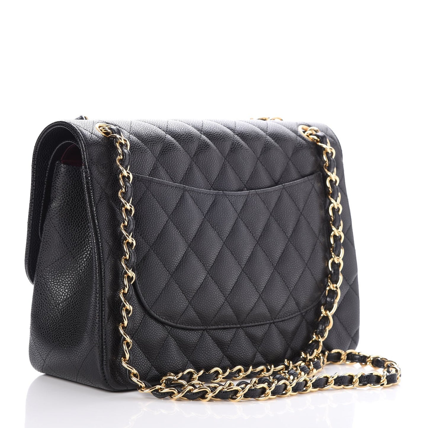 Caviar Quilted Jumbo Double Flap Black