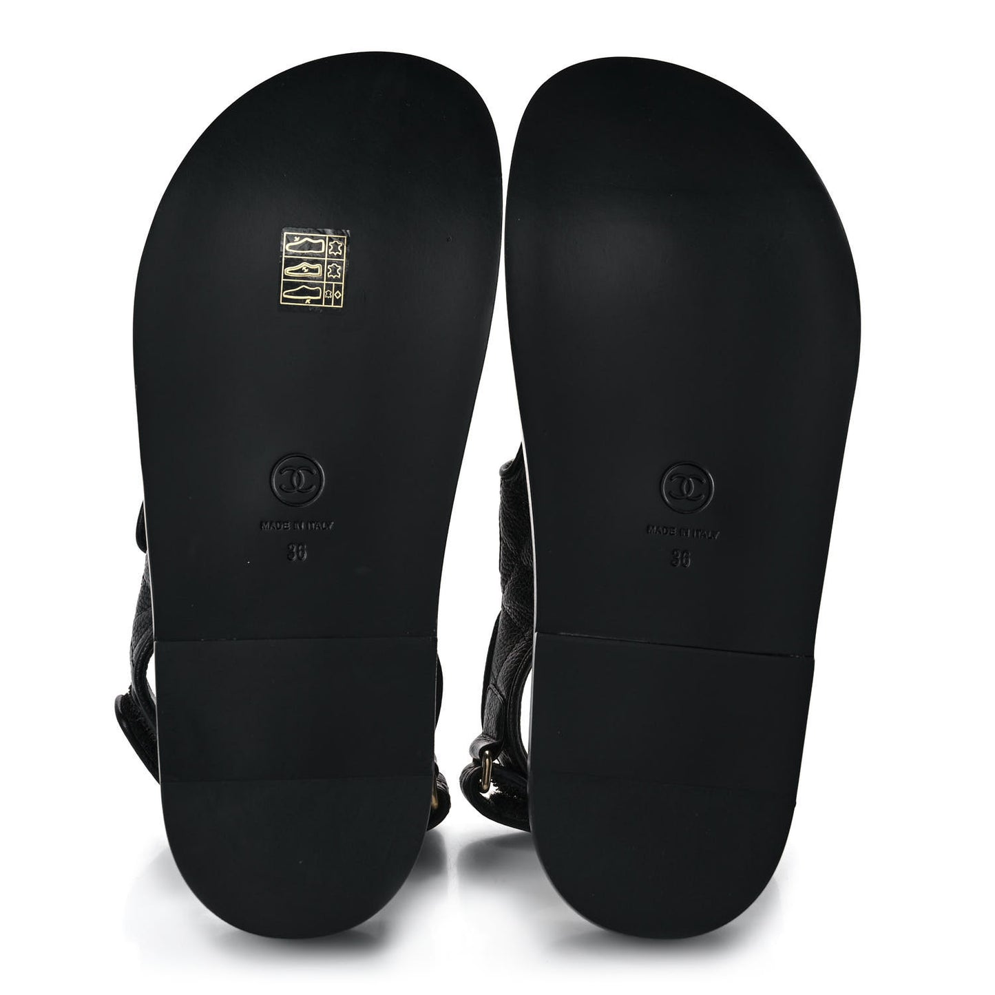 Grained Calfskin Velcro Dad Sandals 36 Black
