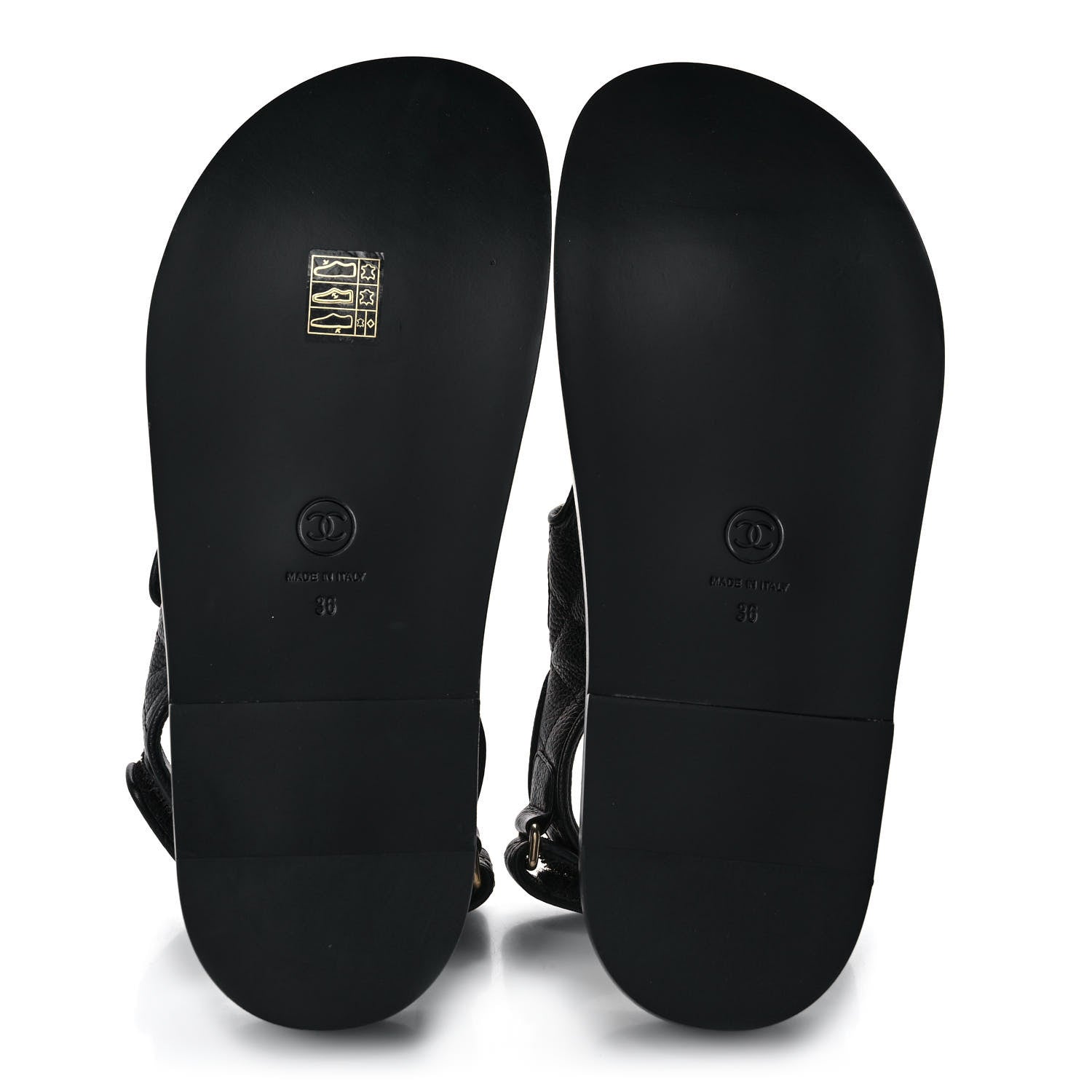 Chanel Grained Calfskin Velcro Dad Sandals 36 Black 5 of 9